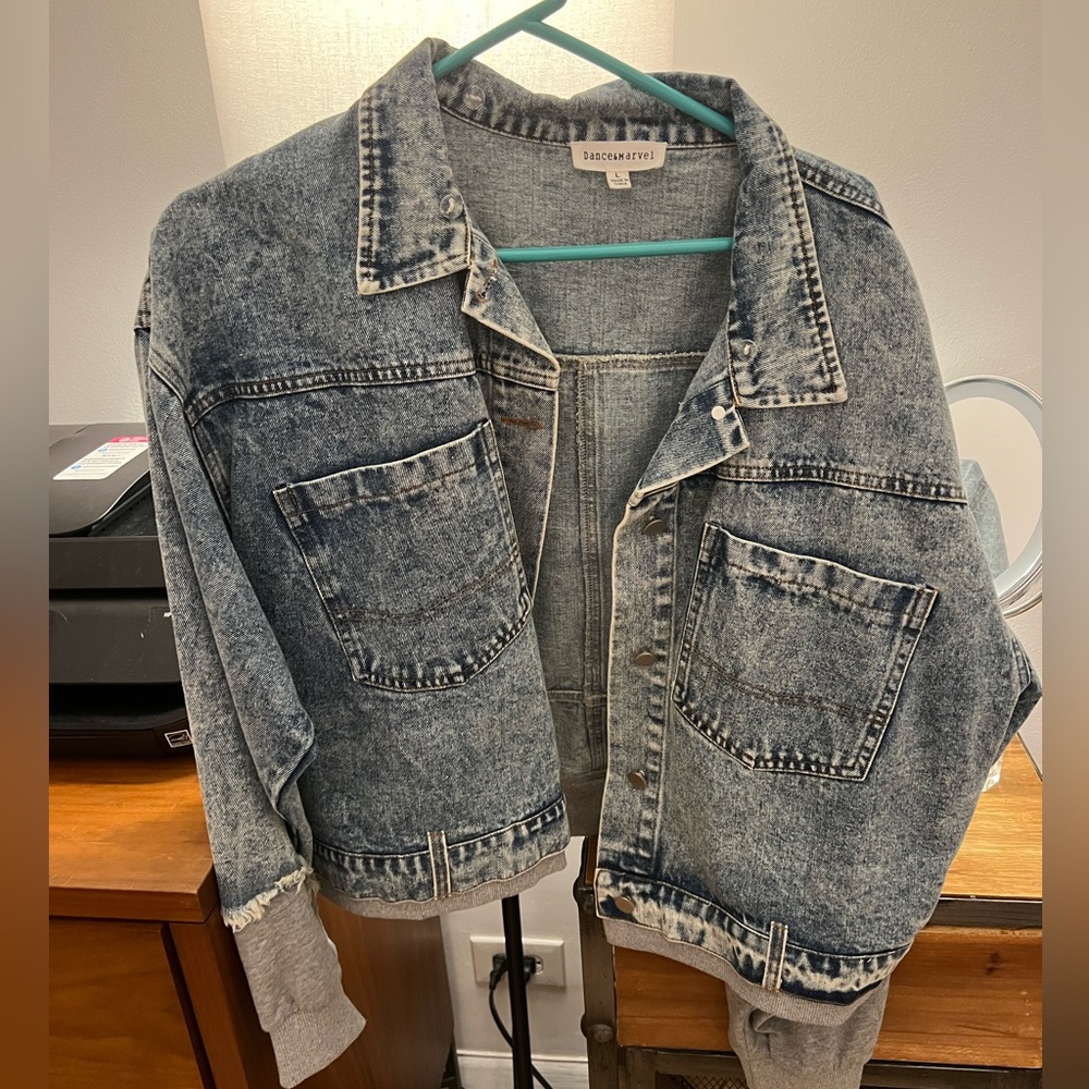 Dance & Marvel size Large jean sweatshirt jacket